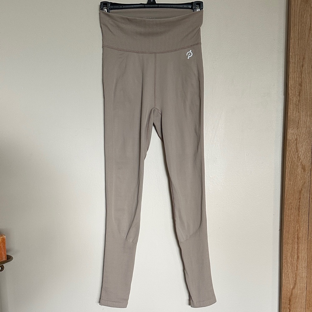Peloton Tan High Rise Leggings Ribbing Sand
